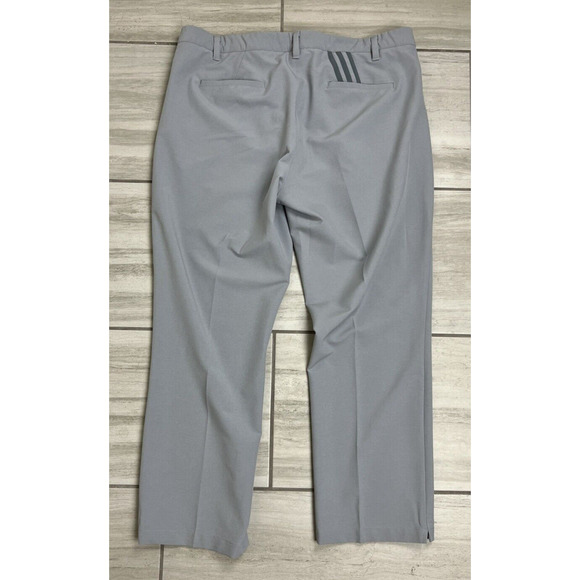 Adidas Golf Pants Men's 40X30 Flat Front Gray Puremotion 3 Stripe *SEE - Picture 5 of 5